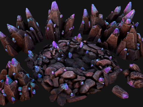 Ore Iron Gems Metal Crystals Minerals Industrial Resources Set 3Dモデル