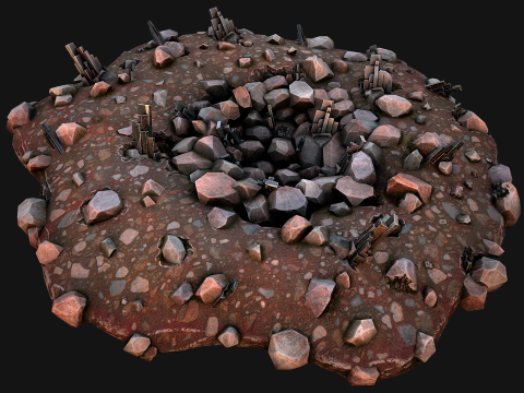 Silver Ore Deposits Mine Environment Model 3D