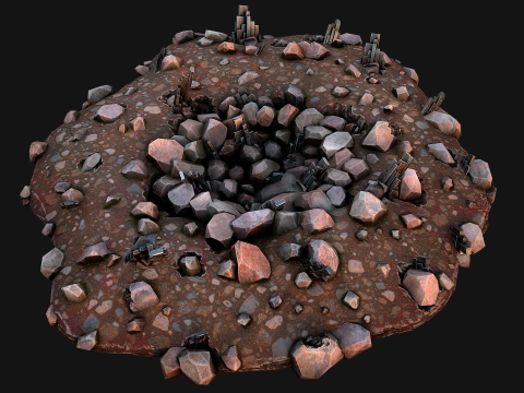 Silver Ore Deposits Mine Environment Model 3D