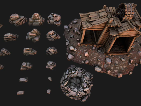 Medieval Stone Ore Mine 3D Model