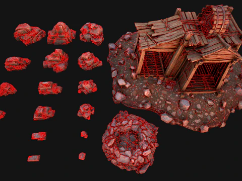 Medieval Stone Ore Mine 3D Model