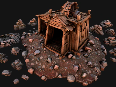 Medieval Stone Ore Mine 3D Model