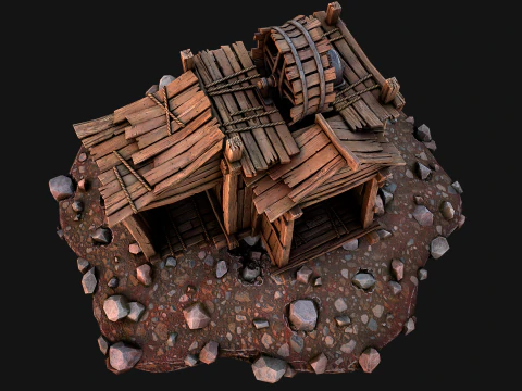 Medieval Stone Ore Mine 3D Model