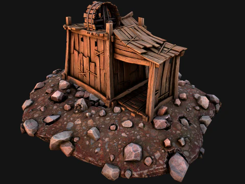 Medieval Stone Ore Mine 3D Model