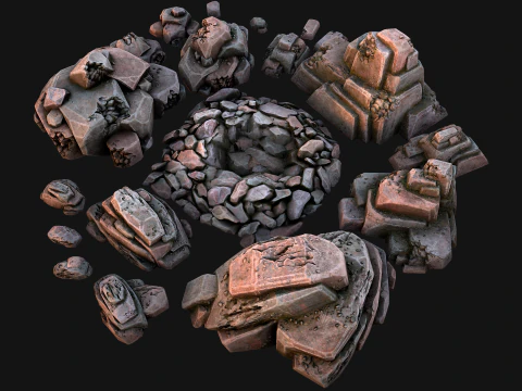 Medieval Stone Ore Mine 3D Model