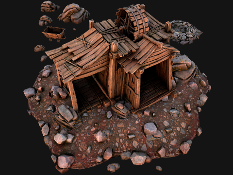 Medieval Gold Ore Mine 3D Model
