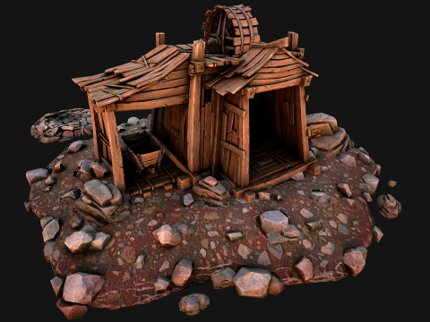 Medieval Gold Ore Mine 3D Model