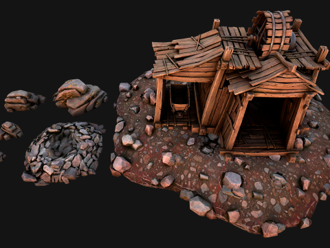 Medieval Gold Ore Mine 3D Model