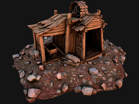 Medieval Gold Ore Mine 3D Model