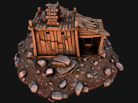 Medieval Gold Ore Mine 3D Model