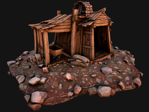 Medieval Gold Ore Mine 3D Model