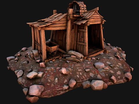 Medieval Gold Ore Mine 3D Model