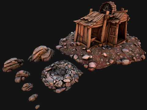 Medieval Gold Ore Mine 3D Model