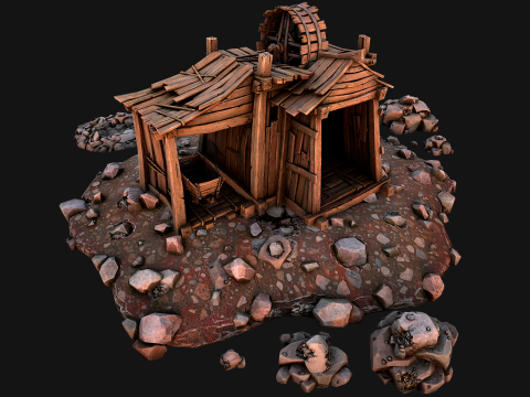 Medieval Iron Metal Ore Mine 3D Model