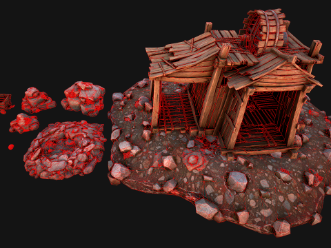 Medieval Iron Metal Ore Mine Modello 3D