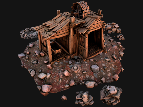 Medieval Iron Metal Ore Mine Modello 3D