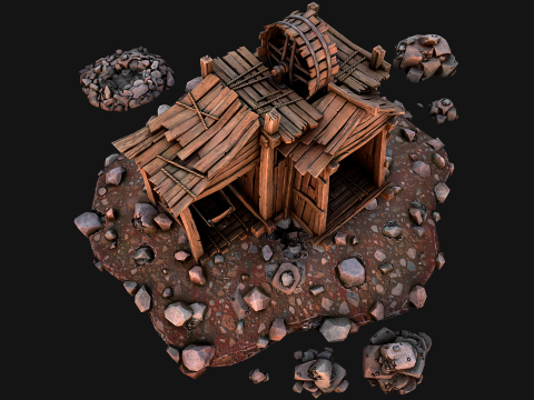 Medieval Iron Metal Ore Mine Modello 3D