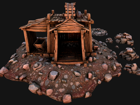 Medieval Iron Metal Ore Mine Modello 3D