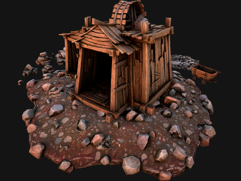 Medieval Iron Metal Ore Mine Modello 3D
