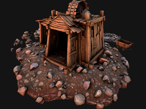 Medieval Iron Metal Ore Mine 3D Model