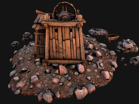 Medieval Iron Metal Ore Mine Modello 3D