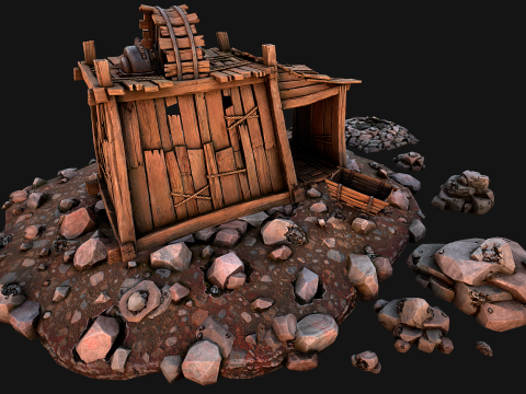 Medieval Iron Metal Ore Mine Modello 3D
