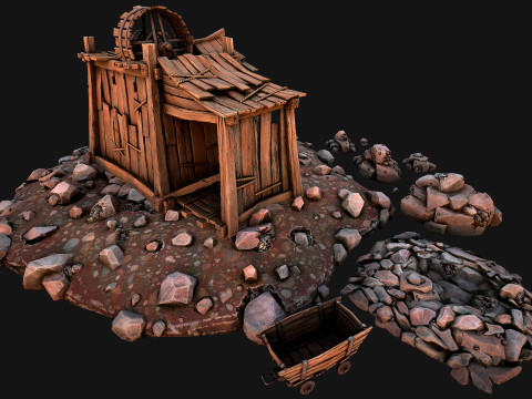 Medieval Iron Metal Ore Mine Modello 3D