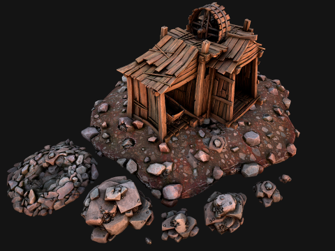 Medieval Iron Metal Ore Mine Modello 3D