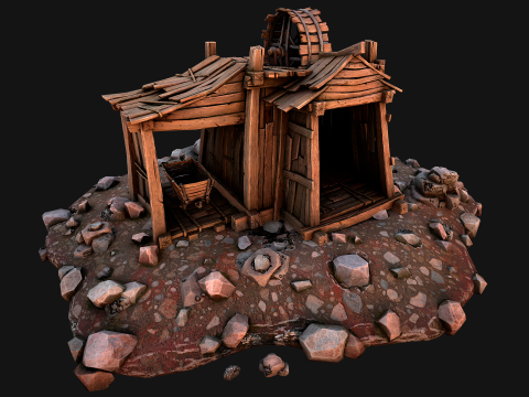 Medieval Iron Metal Ore Mine Modello 3D