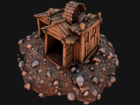 Medieval Iron Metal Ore Mine 3D Model