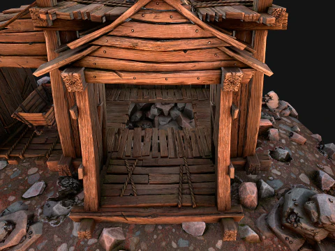 Medieval Iron Metal Ore Mine 3D Model