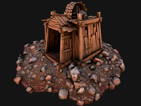 Medieval Iron Metal Ore Mine Modello 3D