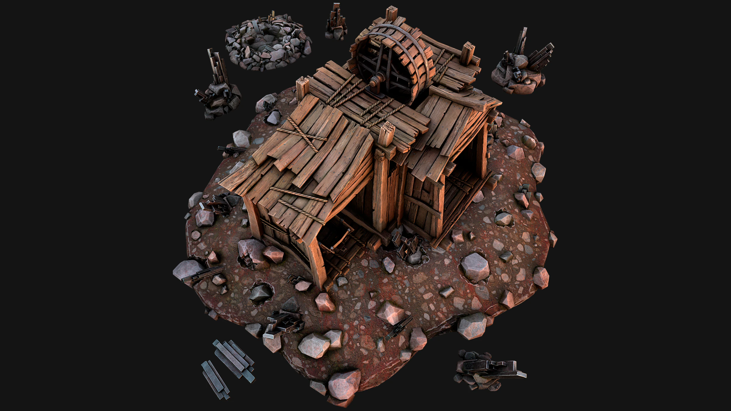 Medieval Mine Silver Ore Deposits 3D Model .c4d .max .obj .3ds .fbx .stl .blend 