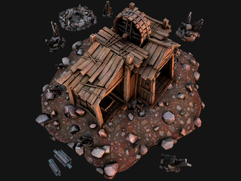 Medieval Mine Silver Ore Deposits 3D Model