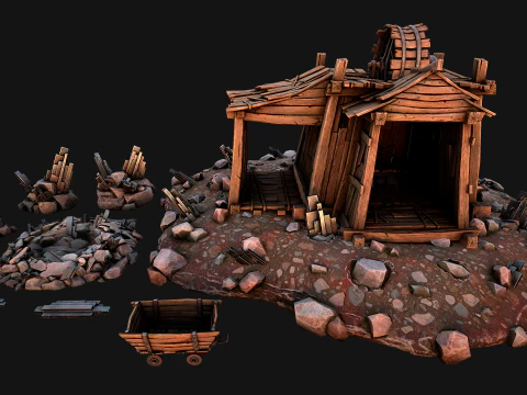 Medieval Mine Silver Ore Deposits 3D Model