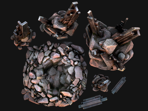 Medieval Mine Silver Ore Deposits Modelo 3D