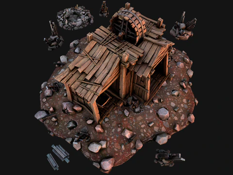 Medieval Mine Silver Ore Deposits 3D Model