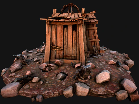 Medieval Mine Silver Ore Deposits 3D Model
