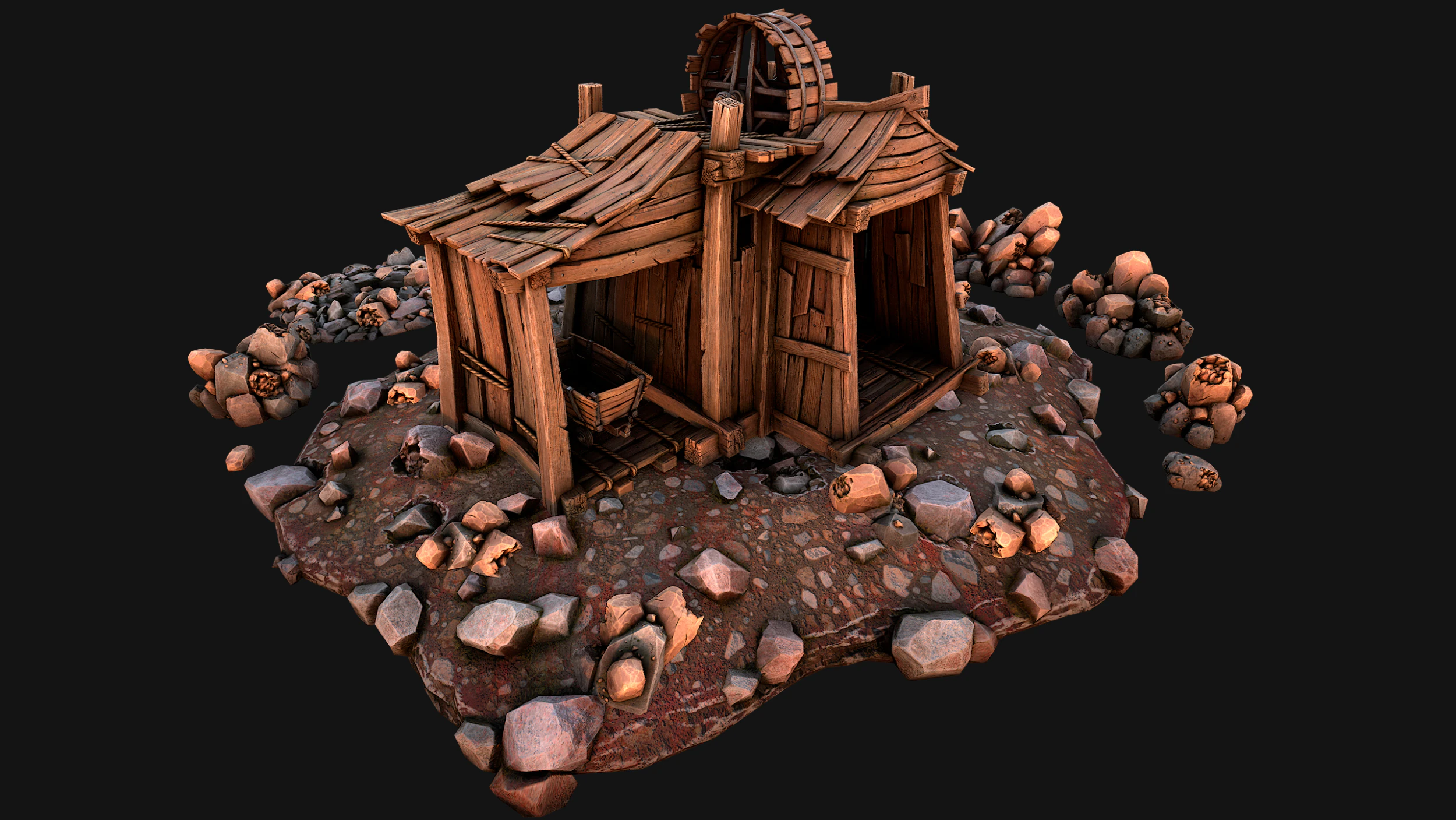 Medieval Copper Ore Mine 3D Model .c4d .max .obj .3ds .fbx .stl .blend 