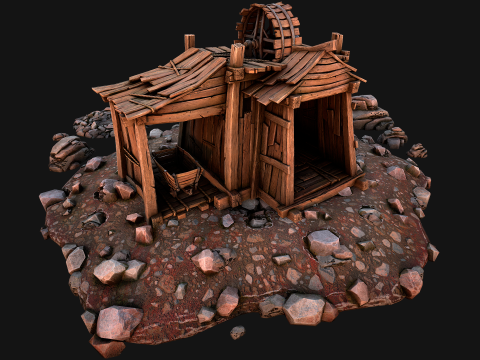 Medieval Coal Ore Mine 3D Model