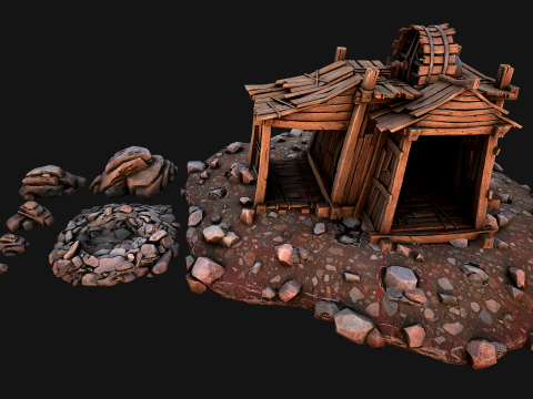 Medieval Coal Ore Mine 3D Модель