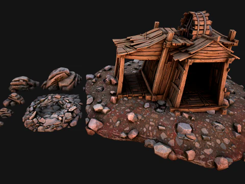 Medieval Coal Ore Mine 3D Model