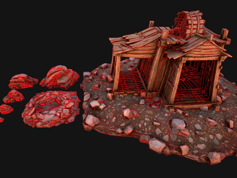 Medieval Coal Ore Mine 3D Model