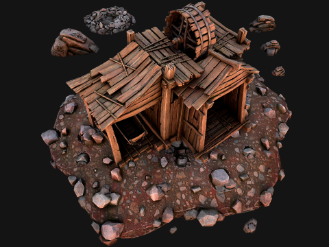 Medieval Coal Ore Mine 3D Модель