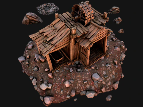 Medieval Coal Ore Mine 3D Model