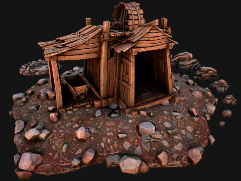 Medieval Coal Ore Mine 3D Model