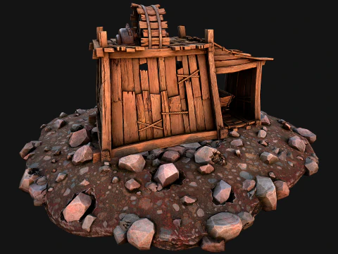 Medieval Coal Ore Mine 3D Model