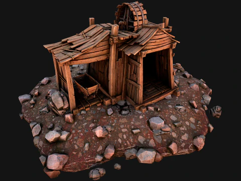 Medieval Coal Ore Mine 3D Model