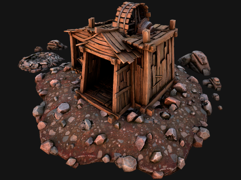 Medieval Coal Ore Mine 3D Модель