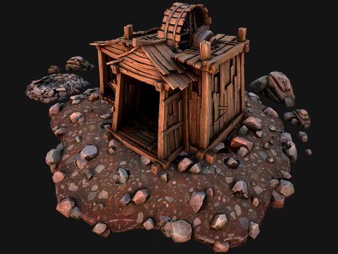 Medieval Coal Ore Mine 3D Model